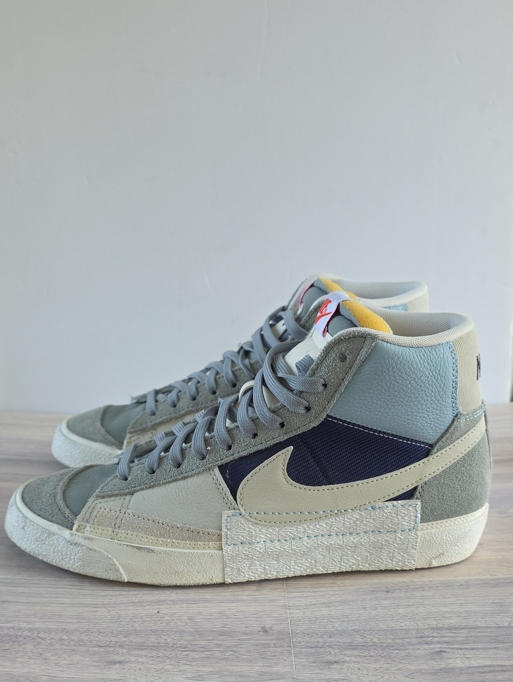 Nike Blazer Mid '77 Patchwork Suede Leather Sneakers Slate Grey & Navy Blue 10.5